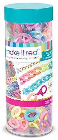 Make It Real All Linked Up Bracelet Making Kit with Plastic Links and Chains - Girls Friendship DIY Jewellery - Arts & Crafts for Kids