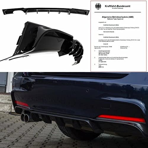 DM Autoteile LACKIERT Sport-Performance Heckdiffusor Schwarz Glanz kompatibel für BMW 3er F30 F31 M-Paket 320-330 Modelle