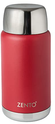 Zento Stainless Steel Insulated Torpedo Vacuum Food Flask–800ml for Coffee, Tea or Water, BPA-Free, Thermo-shield Technology, Cold for 24 Hours & Hot for 12 Hours, Reusable Drinking Flask (Red)