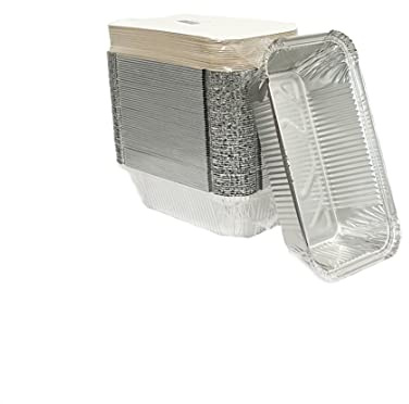 Be4Ever foil containers with lids - Pack of 55 Aluminium Foil Trays, Takeway tin foil Trays for Oven-Safe Baking, Freezer-Safe Batch Cooking, Roasting, and Airfryer Use