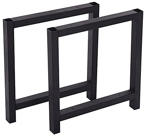 [en.casa] Set de 2 Pieds de Table Rectangulaires Ensemble de Pieds de Meuble DIY pour Table Basse Banc Acier Laqué 43 x 45 cm Noir Mat