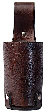 Hulara Full Grain Buff Leather Beer Holster for Men Beer Holder for Travel | Outdoor Drink Holder Beer Belt Holder for Men…
