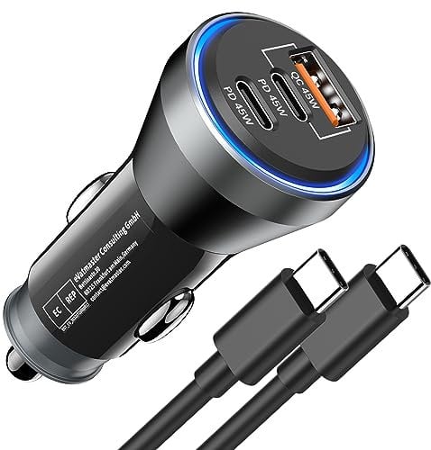 USB C Car Charger Adapter 90W, 3 Ports PD&QC3.0 USB Car Charger Fast Charge Car Phone Charger Cigarette Lighter USB Charger with USB C Cable for Samsung S23 Ultra S22 S21,iPhone 15 Pro Max,iPad Pro