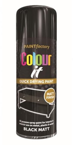 Inspired Essentials All Purpose Aerosol Spray Paint 400ml Quick Drying Spray, Fast Dry and Excellent Coverage for Metal, Wood, Plastic and More (Black Matt)