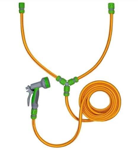 Hot and Cold Dog Shower Kit Yellow - 5M Garden Hose, Hose connectors, a Multi-Outlet Hose Gun with Various Spray Patterns - Ensuring Your pet Stays Clean and Comfortable