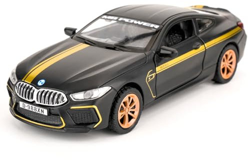 TGRCM-CZ 1/36 BMW M8 Modellauto, Zink Legierung Pull Back Spielzeugauto mit Ton und Licht für Kinder Jungen Mädchen Geschenk (schwarz)