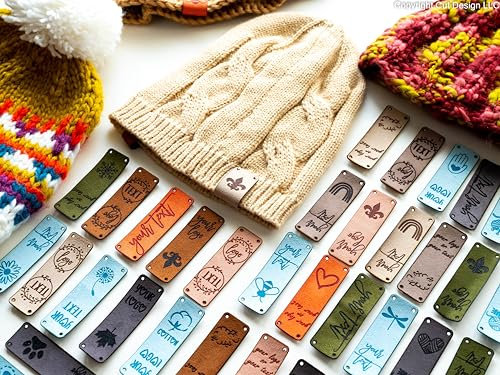 Personalisierte Kunstleder-Etiketten für Handarbeit, Stricken, Häkeln, Nähen, Sticken