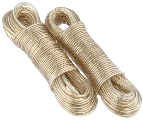 TAICHEUT Wäscheleine aus transparentem Stahldraht, 4 mm x 30 m, Starke Wäscheleine zum Trocknen von Outdoor-Kleidung, Gartenbefestigung, Zeltstütze, 2 Stück