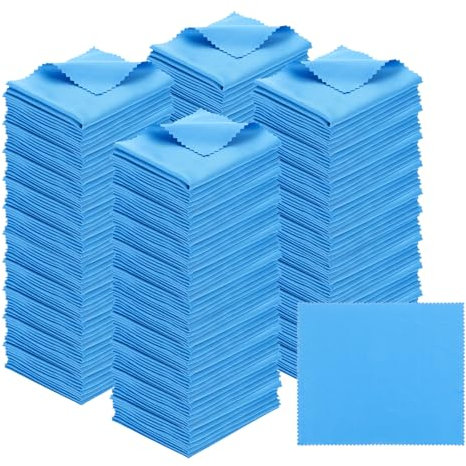 PATIKIL Eyeglass Microfiber Cleaning Cloth 7x6, 200 Pack Glasses Cleaning Cloth Soft Wipe Screen Cloth for Camera Lens Eyeglasses Screens in Individual Vinyl Pouch, Blue