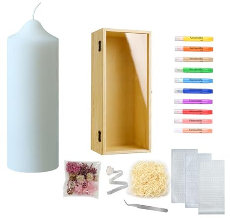 Scentoria Taufkerze, Taufkerze Selber Machen Set, Kreatives DIY Taufkerzen Set, Kommunionkerze Mädchen, Taufkerze Mädchen Taufgeschenk, Stumpenkerze Weiß 7 * 20 cm