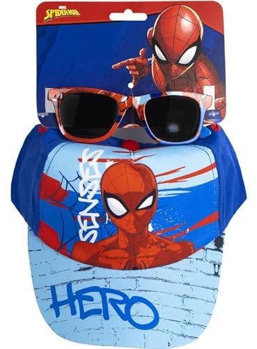 CERDÁ LIFE'S LITTLE MOMENTS Spider-Man Kinder Kappe mit Sonnenbrille Set - UV-Schutz Mütze und Brille im Spider-Man Design