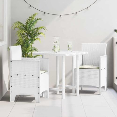 Tonture Gartenstuhl 2er-Set Weiß, 53x49x85 cm, PP Kunststoff, UV-beständig, wasserdicht, Rattan-Optik, für Terrasse, Balkon & Garten
