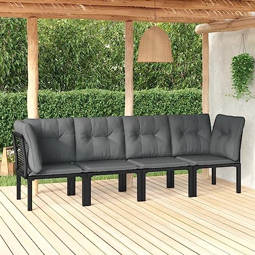 IKAYAA Rattan gartenmöbel Set Balkonsofa Kleiner Balkon Gartensofa wetterfest Balkon Lounge Garten Lounge set-4-tlg-3