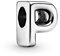 PANDORA Moments Buchstabe P - wendbares Alphabet-Charm aus Sterling-Silber mit geprägten Herzen und Perlen an der Rückseite - kompatibel mit Armbändern Moments Kollektion