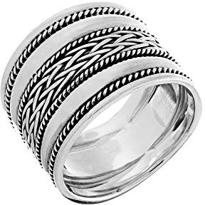 Silverly Daumenringe aus 925er Sterlingsilber für Damen | Breite Keltische Herrenringe im Seildesign | Geflochtener Daumenring mit Gedrehtem Fass | Verlobungsringe für Sie | Eheringe für Sie und Ihn