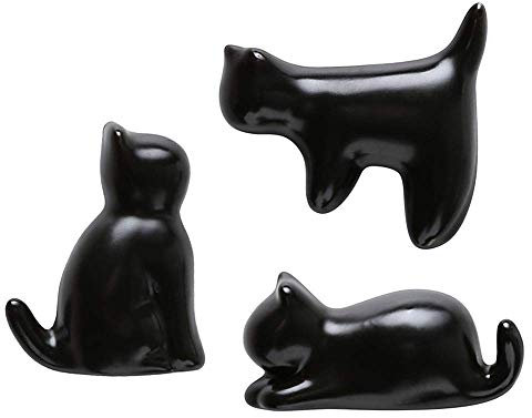 AYOMI Kühlschrankmagnete, Katze Kühlschrankmagnete, Keramik niedliche Katze dekoratives Spielzeug kleine lustige Magnete Küche, Kreative Magnets, Bürodekoration für Whiteboard, 3er-Set (schwarz)