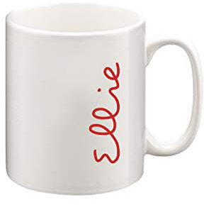 MakeThisMine Personalisierte Tasse mit Namen Ihrer Wahl Love Island inspirierte Schriftart, für Reality TV Merchandise Geschenk für Liebhaber Urlaub zu jeder Gelegenheit, Keramik, rot