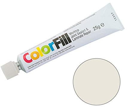 Unika ColorFill Laminate Worktop Joint Sealer Compound Repair Sealant (CF124 White/Grey Marble)