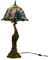 GDLight 13-Zoll-Weinlese-Pfau-Tabellen-Lampe Tiffany-Art-Buntglas-Schreibtischlampe mit Harz Peacock Basis für Wohnzimmer Schlafzimmer Lese Cafe, E27