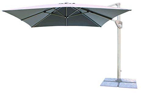 milani home - Ombrellone Da Giardino 3x4 Palo Laterale Grigio Telo Grigio Per Esterno, Giardino Ristorante Gelateria Bar Hotel Albergo