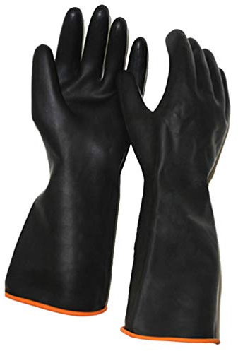Milisten Industriehandschuhe, chemikalienbeständig, Gummi, ölfest, Schutzhandschuhe, wasserdicht, für Arbeitsarbeit, Reinigung im Labor, 55 cm, 1 Paar