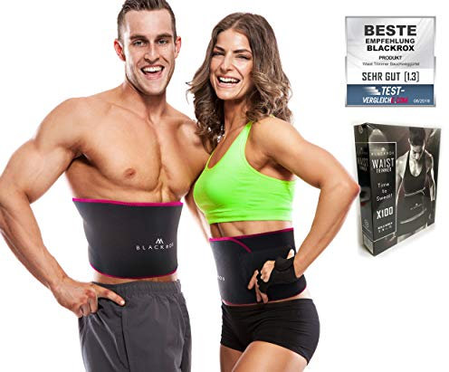 BLACKROX Trimm Your Waist Fitnessgürtel für Damen & Herren, Premium Schwitzgürtel, Unterstützt beim Training, Verstellbarer Fitness Gürtel, Sauna-Effekt Bauchgürtel (Pink, M)