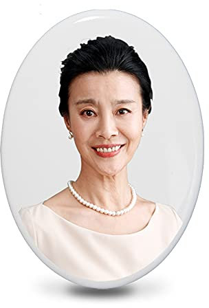 LONTG Grabbild Porzellan Grabsteinbild Personalisiertes Porzellanbild Oval Form Porzellanfoto mit weißem Rand Individuelles Porzellan Bild Kreativer Grabschmuck mit Schwarzweißfoto und Farbfoto