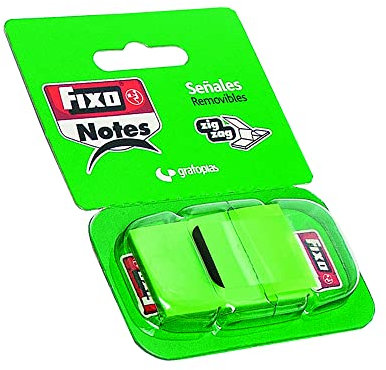Fixo Notes 65006620. Marcadores Adhesivos con Dispensador, Verde, PET, 25x43mm