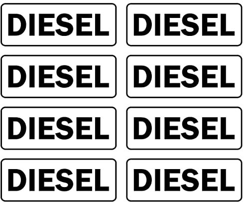 Diesel fuel only sign - Self adhesive sticker 95mm x 35mm (Pack of 8 stickers)