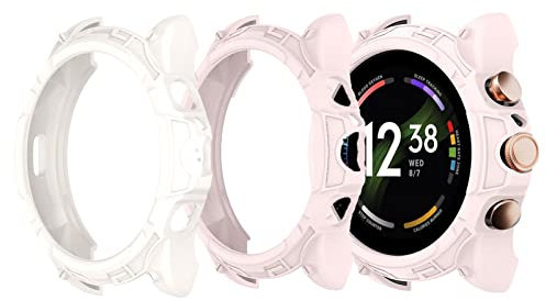 Onetuo Schutzhülle kompatibel Für Fossil Damen gen 6 Smartwatch 42mm, Ultra dünn TPU Schutz Hülle für Fossil gen 6 42mm Smartwatch (Weiß+rosa)