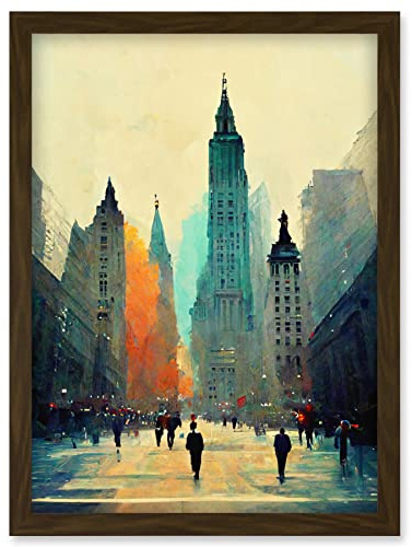 Doppelganger33 LTD Twilight Wall Street New York City NYC Skyline Artwork Framed Wall Art Print A4