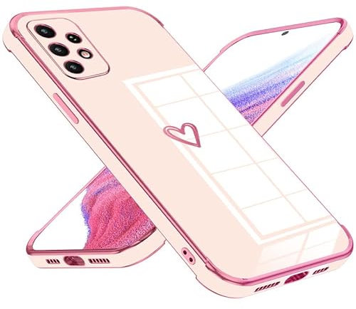 Keteen Handyhülle für Samsung Galaxy A23 5G/4G Hülle Cute Herz Muster Mädchen Galvanisierte Kameraschutz Weich TPU Silikon Schutzhülle Ultra Dünn Case Stoßfeste Hülle für Samsung Galaxy A23 5G, Rosa