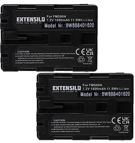 EXTENSILO 2X Batteries Compatible avec Sony Alpha 99, DSLR-A100, DSLR-A100H, 57, 65, 77 Appareil Photo, Reflex numérique (1600mAh, 7,2V, Li-ION)