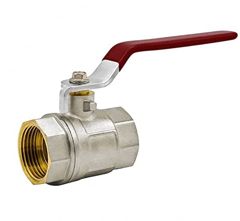 Kugelhahn aus Messing 1 PN-16 mit rotem Stahlgriff. Einfache Installation - Universalgewinde - Kugelhahn für industrielle Umgebungen - Volldurchlass Absperrventil
