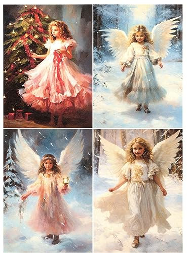 Josys Bastelmärchen Reispapier A4 Strohseide Decoupage Serviertentechnik Weihnachten Engel RE3895