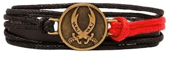 Gök-Türk Armband Lederarmband 2 Schwerte Zülfikar Ya Ali schwarz rot