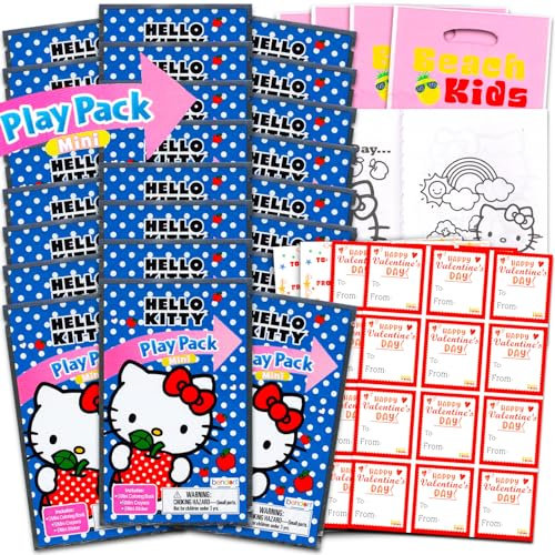 Hello Kitty Valentinstagskarten f r Kinder Schule 24 St ck Hello Kitty Aktivit ts-Sets mit Etiketten | Valentinstagsgeschenke f r Kinder, Klassenzimmer, Party, Austausch-Set