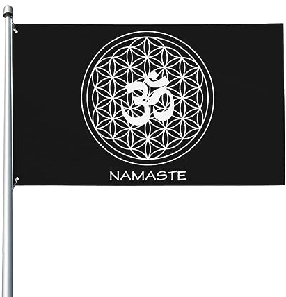 Blume des Lebens Yoga Namaste geometrisches Muster Geschenk hochwertig 3x5 FT dekorative Flagge für den Außenbereich lebendige Farben winddicht wasserabweisend ideal für Garten und Veranstaltungen