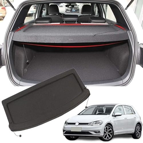 KORSE Auto Laderaumabdeckung FüR VW Golf 7 2015 2016 2017 2018 2019, Einziehbare wasserdichte Hintere Kofferraumabdeckung Security Schutz Rollo