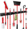 SLIIMU 30'' Broom and Mop Holder Wall Mount with Movable Sliding 7 Racks 8 Hooks, Storage Organizer Wall Hanger, Cleaning Tool Hanging Grippers for Kitchen Bathroom Garden Garage Laundry Home Closet