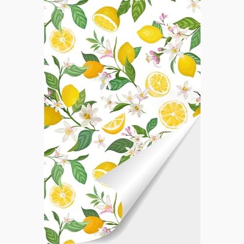 Selbstklebende Tapete Rustikaler Stil Früchte Blumen -Muster,Fototapete Selbstklebend für Schlafzimmer Wohnzimmer,Tapete Küche Möbelfolie Klebefolie Küche Wandschutzfolie (40cmx600cm)