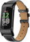 MoKo Leder Armband Kompatibel mit Fitbit Charge 6/Fitbit Charge 5 für Damen Herren, Echtes Leder Ersatzarmband Uhrenarmband Lederarmband, Schwarz