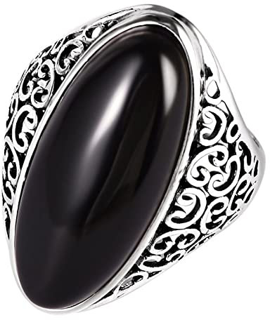 Skcess Ring Damen Silber 925, Fidget Ring Silber Vintage Vintage Blumenmuster Achat Geschenke für Damen Frauen Freundin Größe 54 (17.2)
