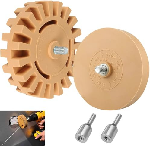Mumjooyi Folienradierer Radierscheibe 2 Stück Gummiradierer Aufkleber Radiergummi Klebereste zum Entfernen von Folien und Aufklebern für Oder Auto (100mm + 88mm)