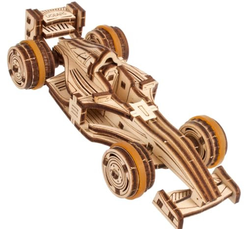 UGEARS Compact Racer 3D-Puzzle für Erwachsene - Modellbausätze Holzpuzzle Hobbys für Männer - Rompecabezas 3D para Adultos - Holzmodellbausatz zum Bauen