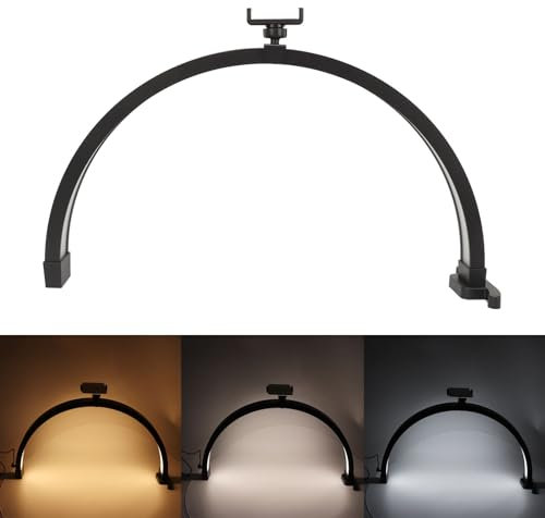 Denash Lampada da Scrivania a Mezzaluna, 22 Pollici 1500LM 3200-5600K Luminosità Regolabile Luce a Mezzaluna Lampada da Tavolo per Ciglia Lampada per Unghie a LED per Manicure (Spina