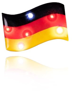 Fan-Artikel Deutschland, Schwarz-Rot-Gold (Blinky) | Das blinkende Deutschland-Accessoire setzt Schwarz-Rot-Gold als kleinen Leuchteffekt an Kleidung, Tasche oder Fan-Outfit.
