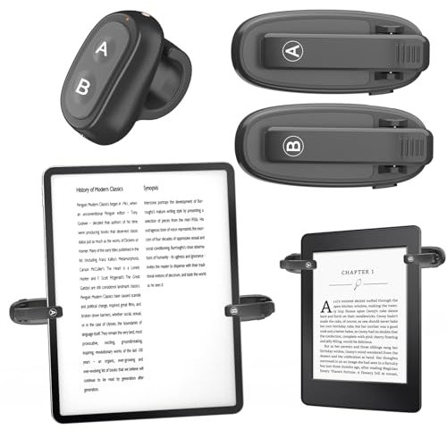 [2 Clips] Fingerspitzen-Fernbedienung für Kindle Paperwhite Kindle Zubehör Clip Clicker Wiederaufladbarer Seitenumkehrer für iPad Android Tablets, Auslöser