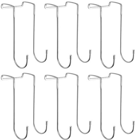 sourcing map Cabinet Hooks,6pack 5.9 - Over The Door Drawer Cabinet Hook, Multi-Purpose Hooks for Kitchen, Bathroom, Drawers, Closet (Silver)
