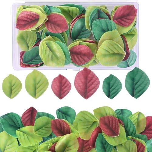 100 Pièces Feuille de Cupcake Toppers,Decoration Gateau Comestible,Comestible Feuille,Thème Tropical, Pour Fêtes Hawaï Aloha Jungle et Mariages, Emballage Frais et Pratique - Insipides, Colorée